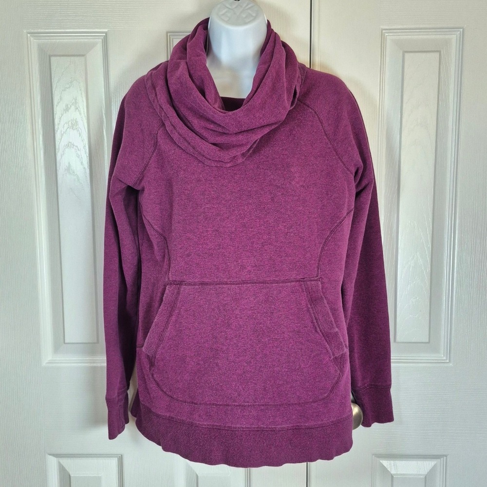 L.L. Bean cowl neck sweatshirt purple pocket thumb holes women's small